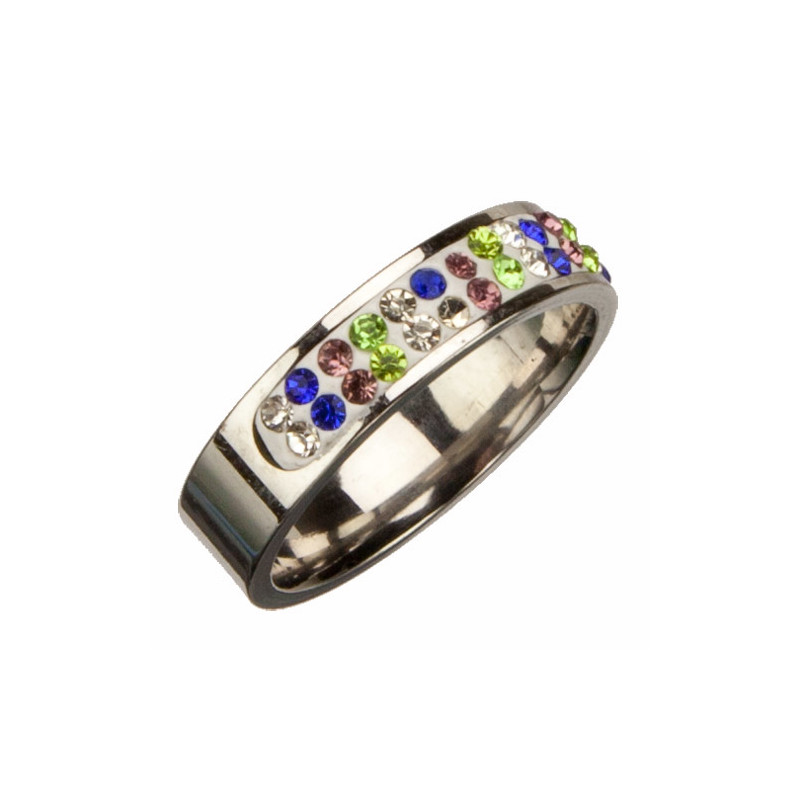 Ring Mit Bunten Steinen Silber