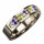 Stainless steel ring with colored stones, silver, 6mm