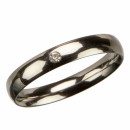 Stainless steel ring with stone, silver, 4mm