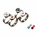 Stainless steel ring with zirconia stone, silver, 6mm