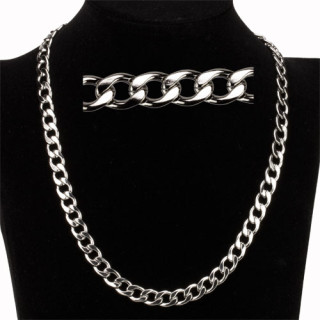 Curb necklace stainless steel, 50cm, 8mm