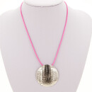 Wachsbandkette pink mit Anhänger Kreis 45mm