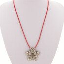 Wachsbandkette rot mit Anhänger Blüte 43mm