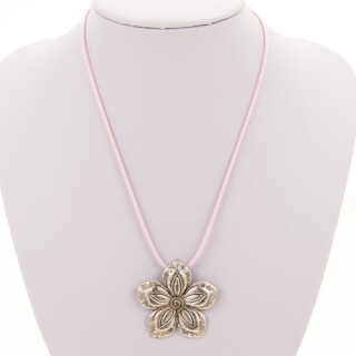 Wachsbandkette rosa mit Anhänger Blüte 43mm