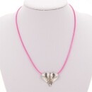 Wachsbandkette pink mit Anhänger Herz