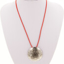 Wachsbandkette rot mit Anhänger Kreis 45mm