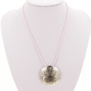 Wachsbandkette rosa mit Anhänger Kreis 45mm