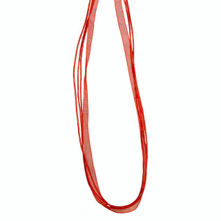 Necklace with organza ribbon, 3 rows, red