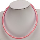 Halskette mit Stoffband, 6,0mm, Rosa