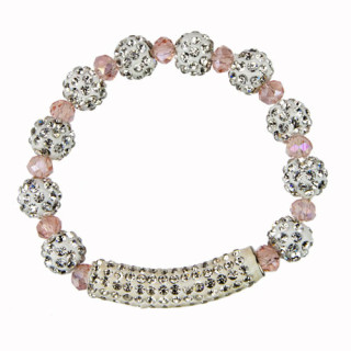 Modisches Glasarmband, Rosa-Weiß