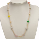 Necklace glass with natural stones, colorful