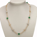 Necklace glass with natural stones, green aventurine