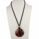 Long necklace with colourful shell pendant, 70cm
